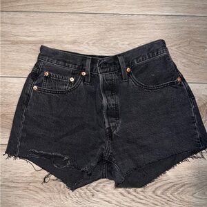 Levis 501 Black Denim Shorts